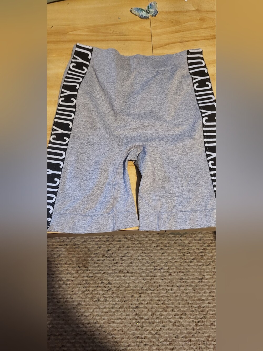 Juicy Couture Gray Logo-Trim Bike Shorts